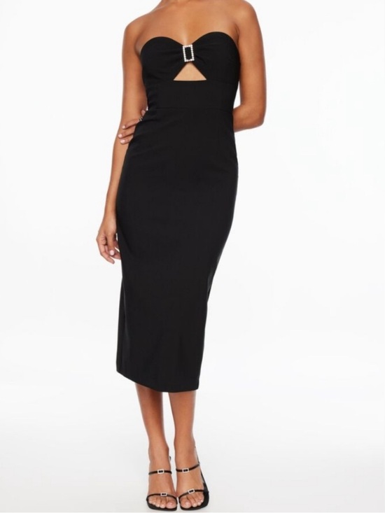 Dynamite Dresses & Skirts - Dynamite Black Strapless Midi Dress with Rhinestone Buckle